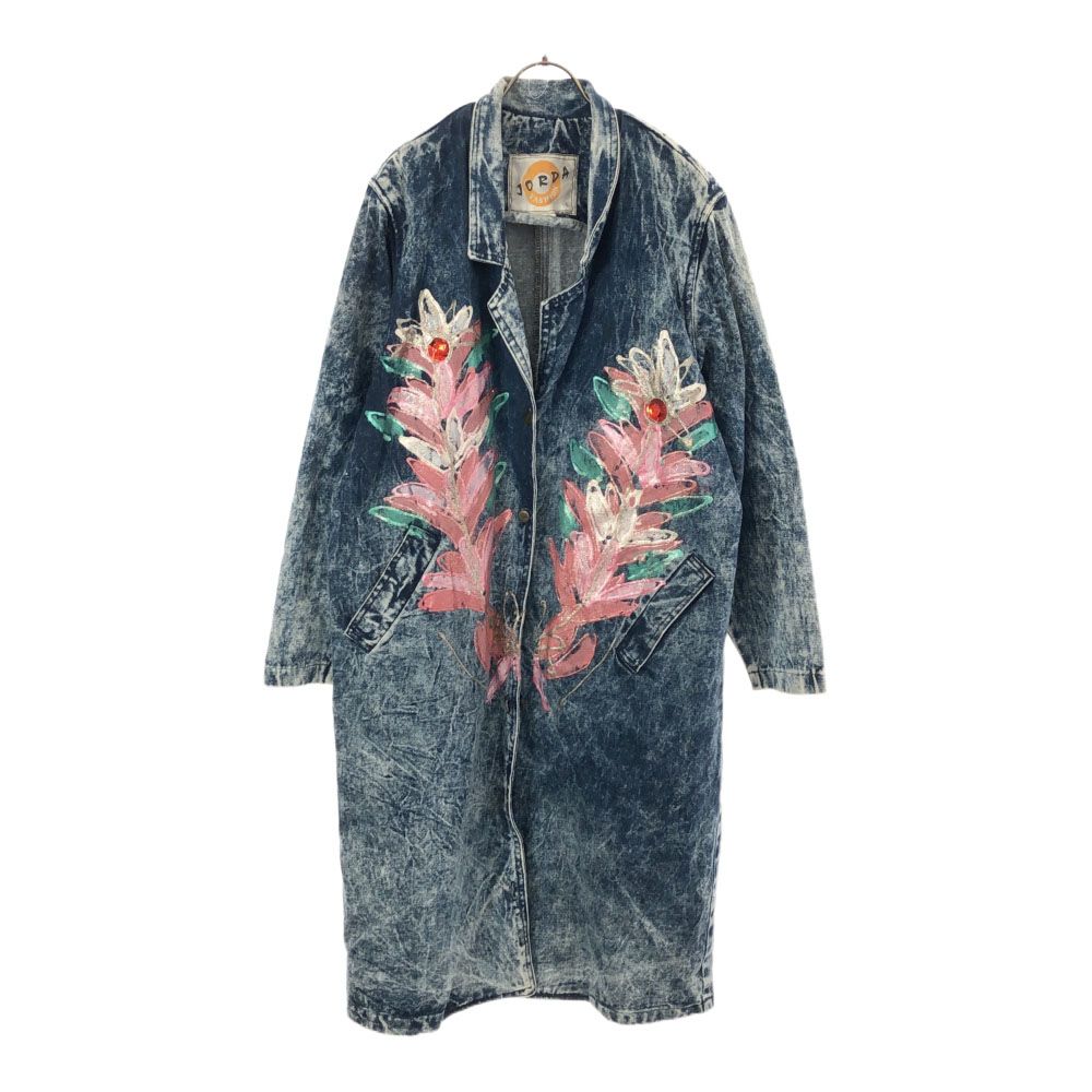 JORDA FASHION ジョーダ ファッション ペイント加工 長袖 デニムコート L ブルー系 レディース
