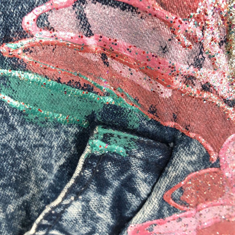 JORDA FASHION ジョーダ ファッション ペイント加工 長袖 デニムコート L ブルー系 レディース