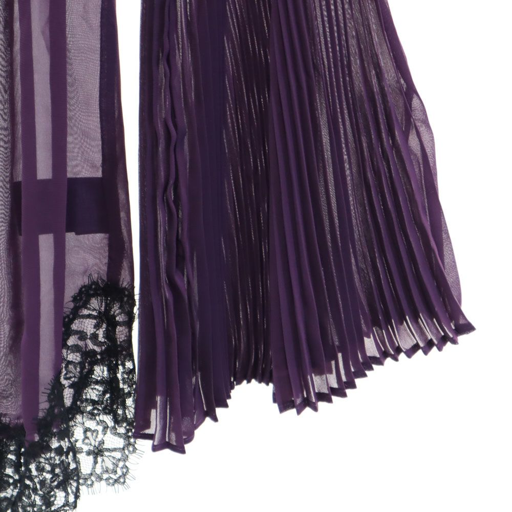 AULA アウラ 日本製 レース 長袖 オープンショルダー カットソー ブラック×パープル レディース