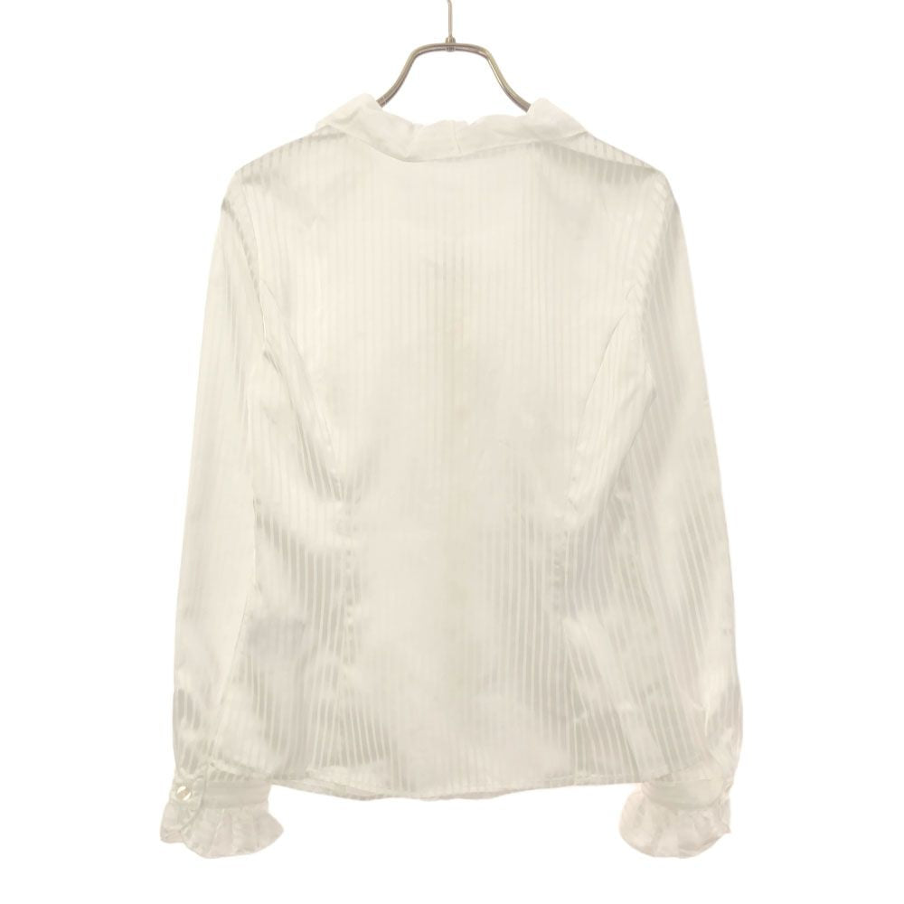 未使用 NARACAMICIE ナラカミーチェ ストライプ柄 長袖 フリル ブラウス ホワイト タグ付き レディース