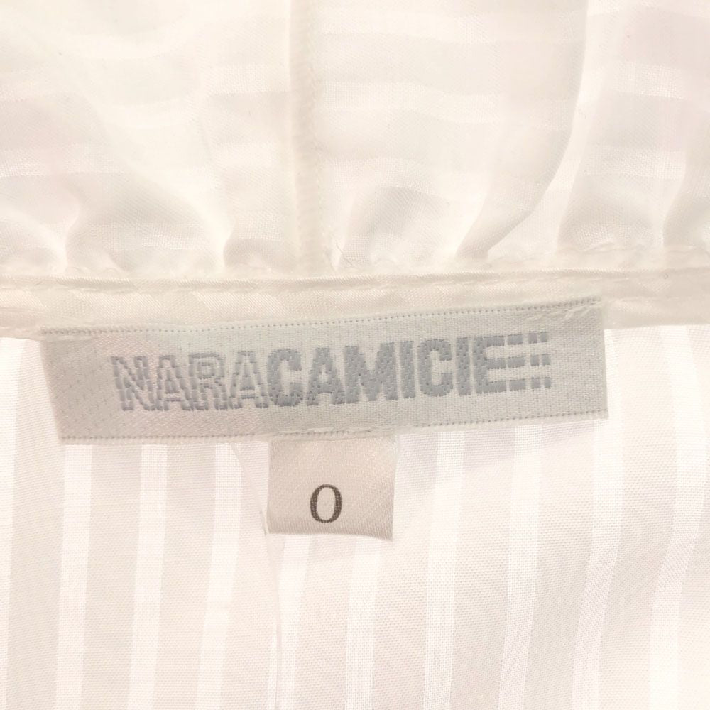 未使用 NARACAMICIE ナラカミーチェ ストライプ柄 長袖 フリル ブラウス ホワイト タグ付き レディース