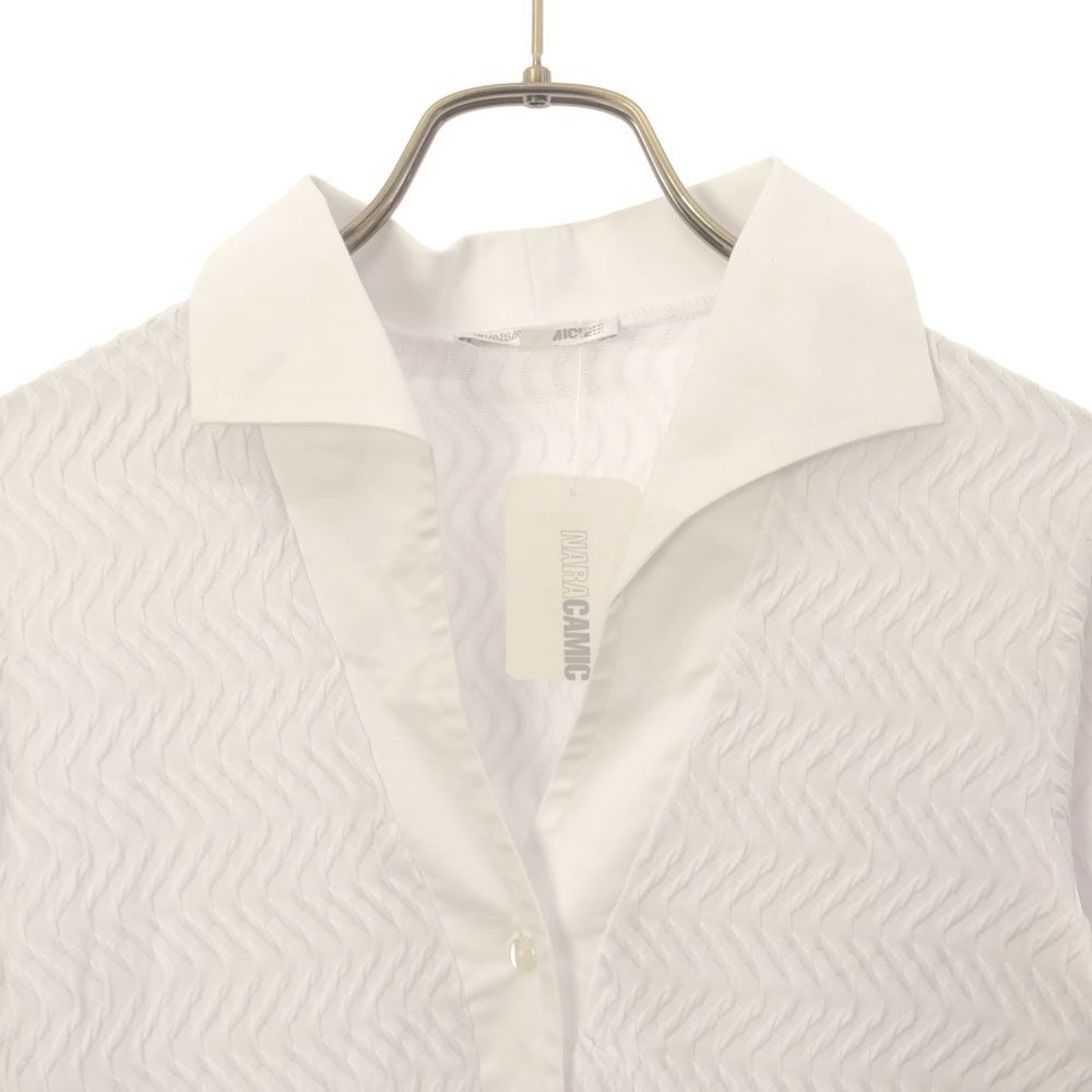 未使用 NARACAMICIE ナラカミーチェ ジャカード 長袖 シャツ ホワイト タグ付き レディース