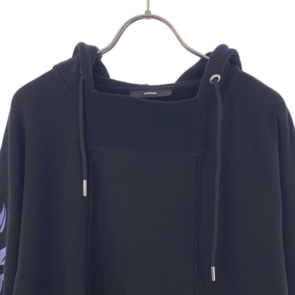 DIESEL ディーゼル プリント 長袖 スウェットパーカー XS ブラック 切替 メンズ
