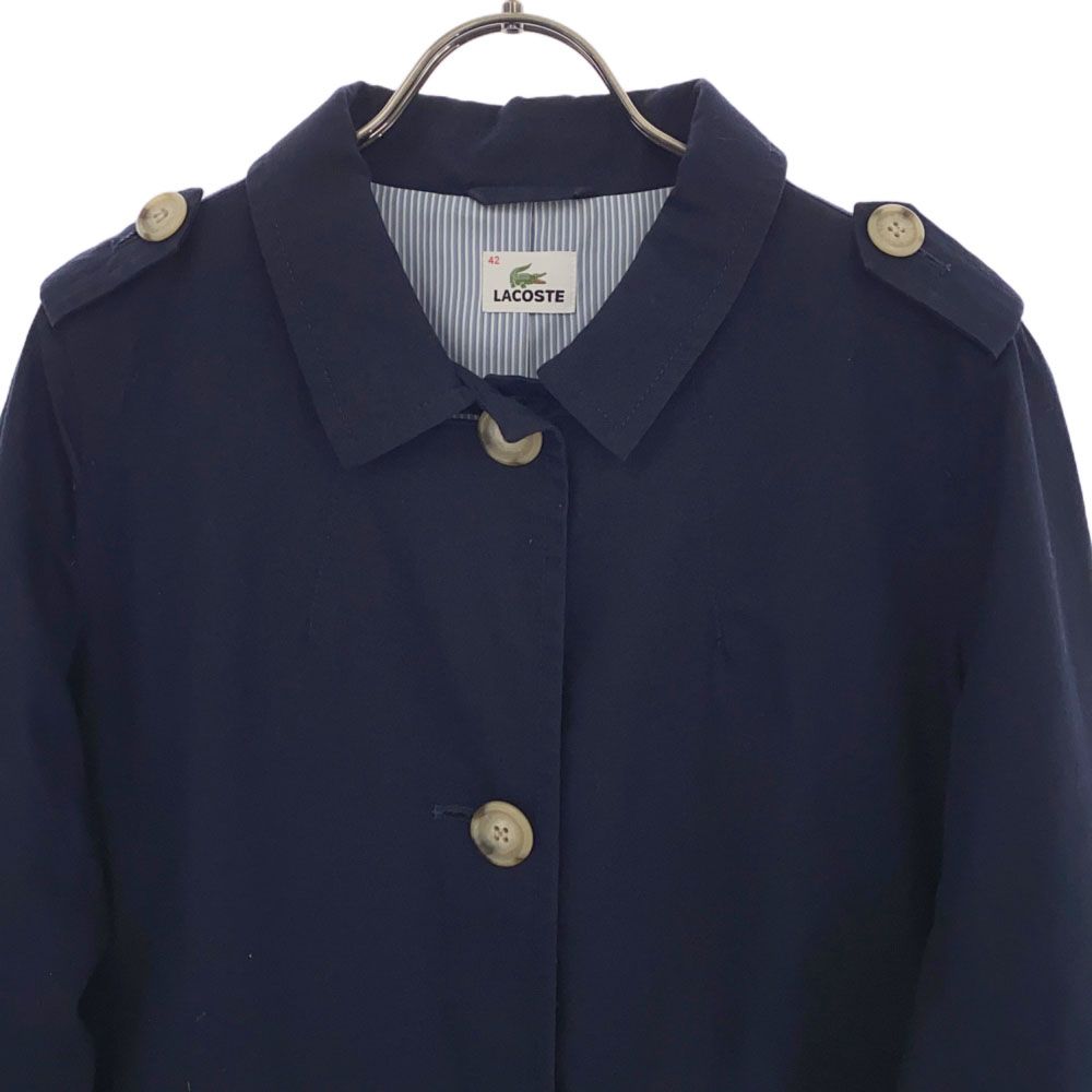 LACOSTE ラコステ 長袖 ステンカラーコート 42 ネイビー レディース