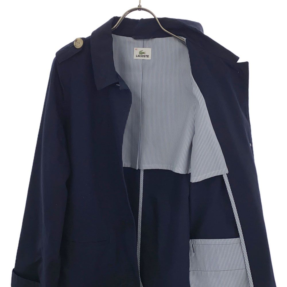 LACOSTE ラコステ 長袖 ステンカラーコート 42 ネイビー レディース