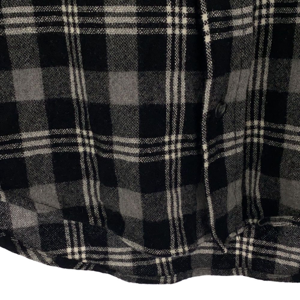 Shinya yamaguchi シンヤヤマグチ 日本製 ウールブレンド 長袖 チェックシャツ XS ブラック系 エルボーパッチ メンズ