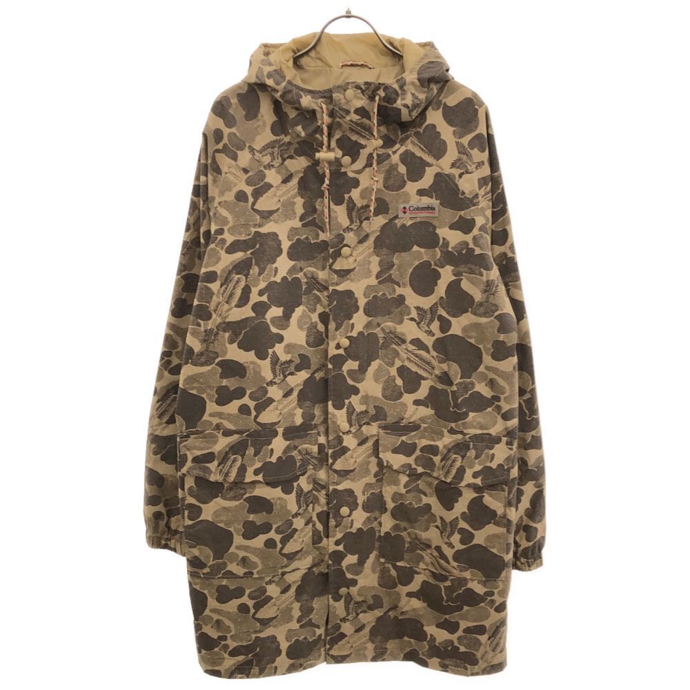 Columbia コロンビア 総柄 ナイロンジャケット L/G ブラウン系 アウトドア コート メンズ