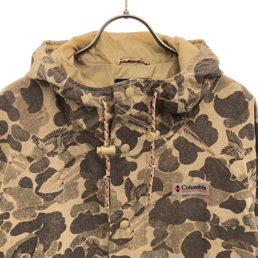 Columbia コロンビア 総柄 ナイロンジャケット L/G ブラウン系 アウトドア コート メンズ