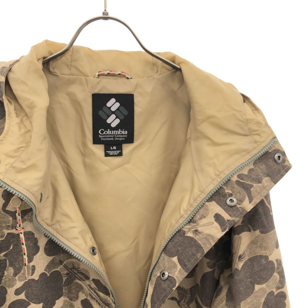 Columbia コロンビア 総柄 ナイロンジャケット L/G ブラウン系 アウトドア コート メンズ