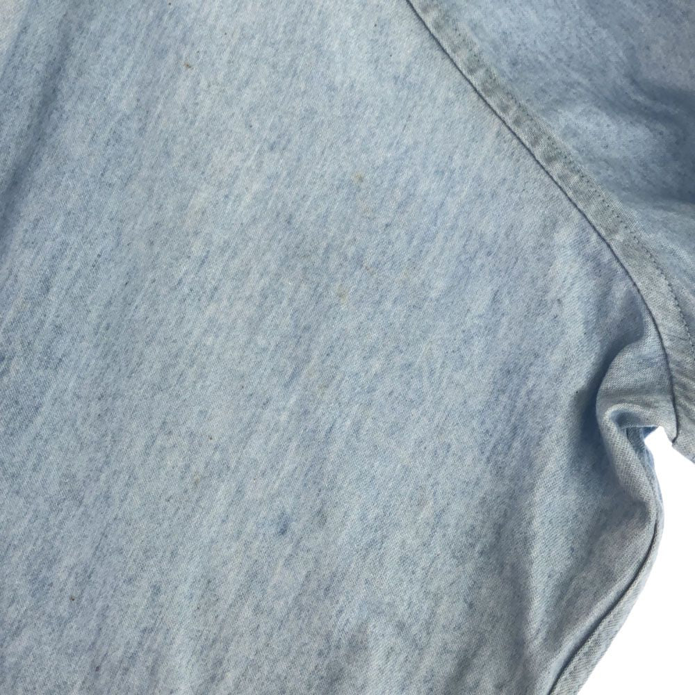 ランセル 日本製 ロゴ刺繍 長袖 デニムシャツ L ブルー LANCEL メンズ