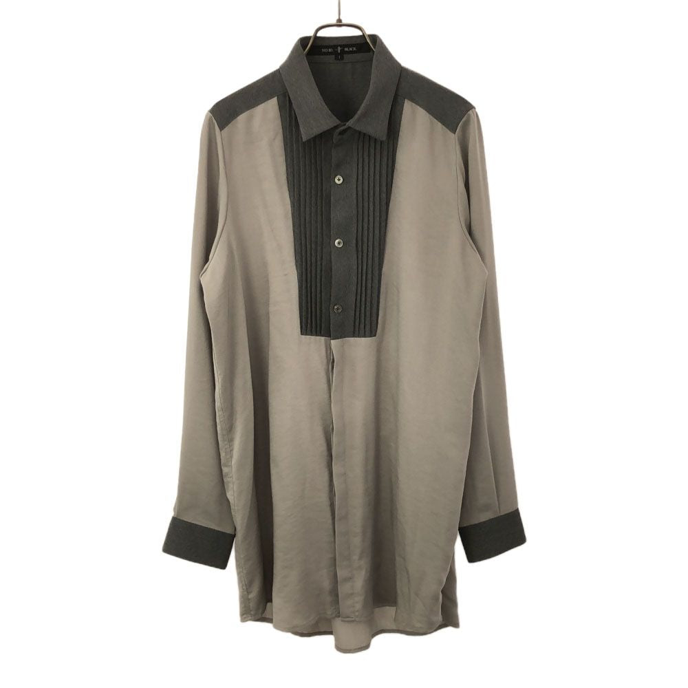 ノーアイディーブラック 長袖 ピンタック シャツ 1 グレー NO ID. BLACK 切替 メンズ