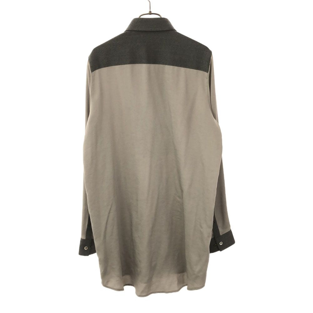 ノーアイディーブラック 長袖 ピンタック シャツ 1 グレー NO ID. BLACK 切替 メンズ