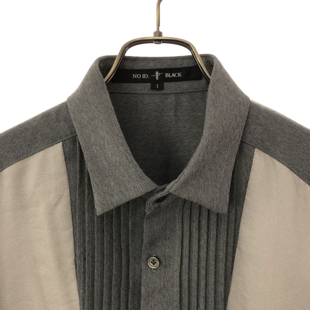 ノーアイディーブラック 長袖 ピンタック シャツ 1 グレー NO ID. BLACK 切替 メンズ