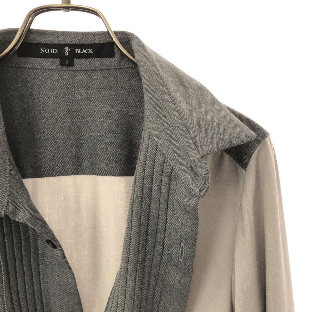 ノーアイディーブラック 長袖 ピンタック シャツ 1 グレー NO ID. BLACK 切替 メンズ