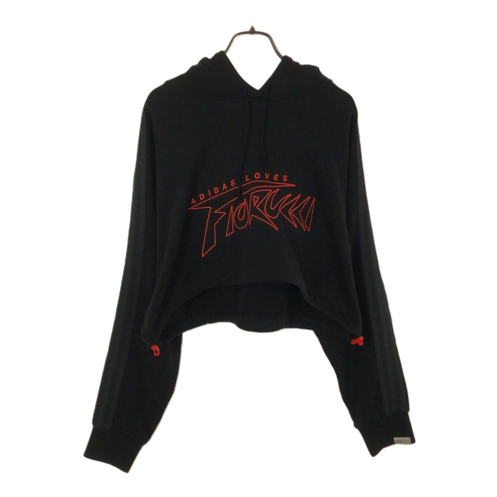 アディダス 長袖 ショート丈 スウェットパーカー OT ブラック adidas レディース