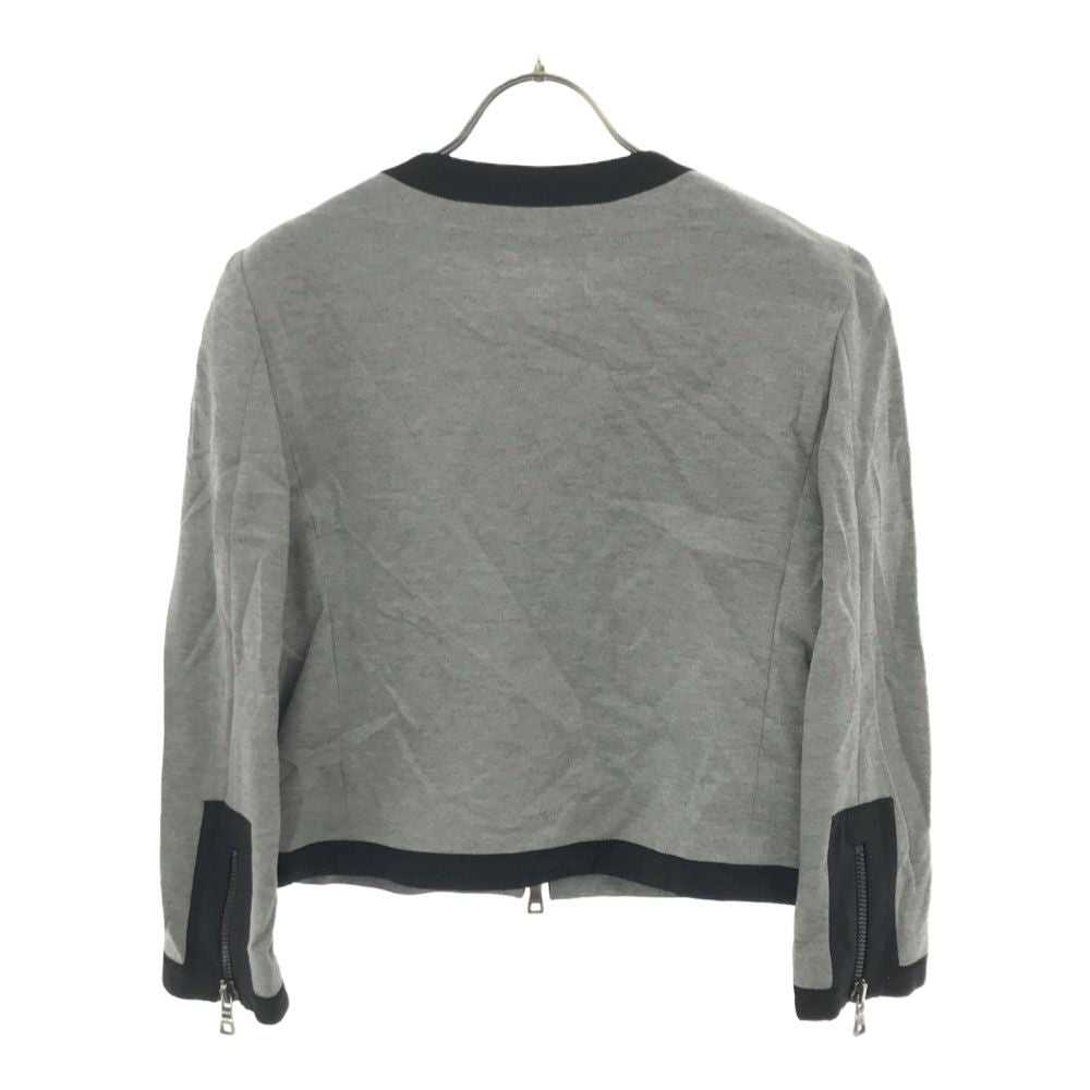 MOSCHINO モスキーノ ノーカラージャケット 6 グレー バイカラー リボン レディース