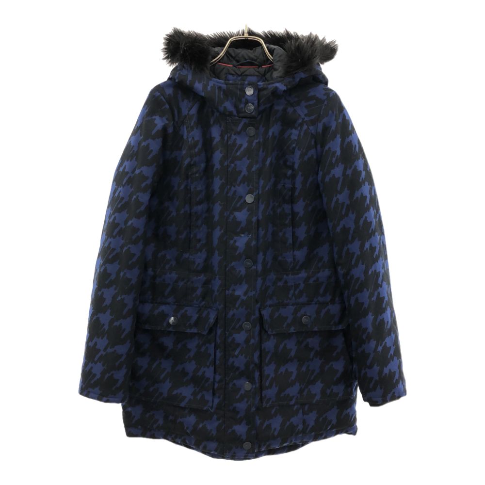 TOMMY HILFIGER トミーヒルフィガー 総柄 長袖 フェイクファー 中綿ジャケット S ブルー系 レディース