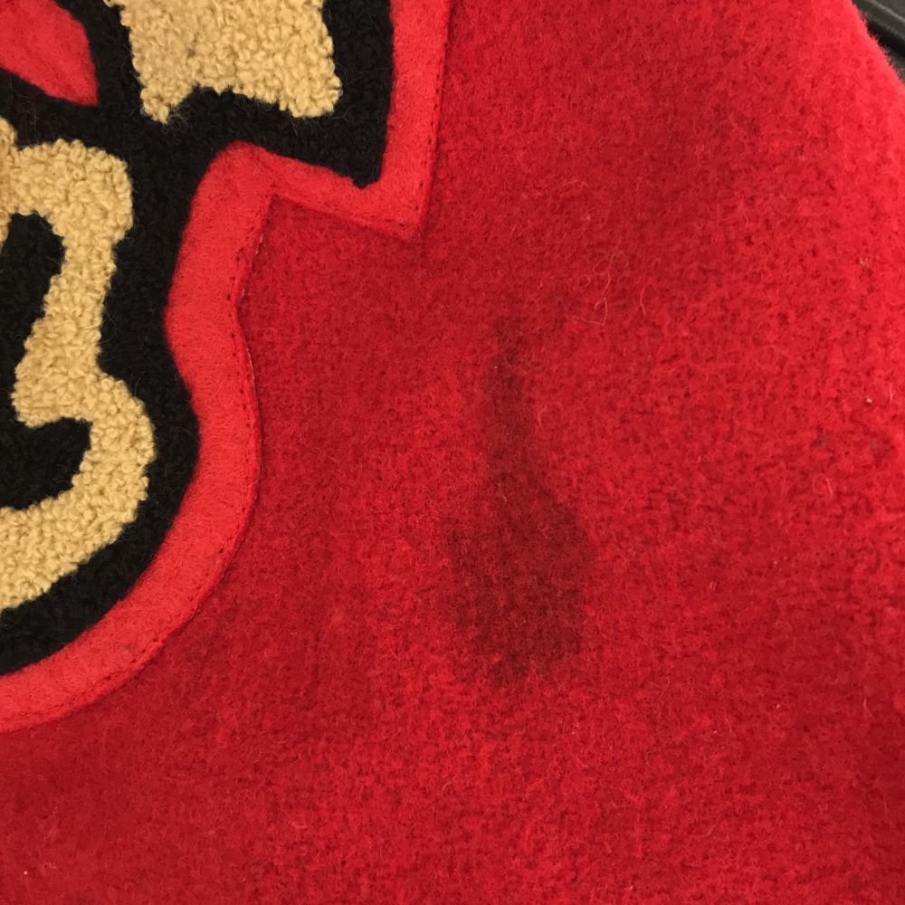 HOUSTON ヒューストン 袖レザー スタジャン S レッド ウールブレンド メンズ