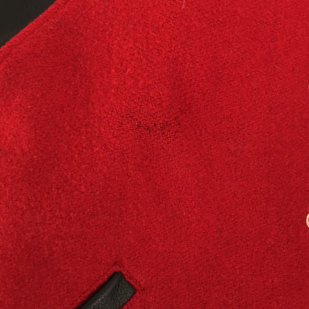 HOUSTON ヒューストン 袖レザー スタジャン S レッド ウールブレンド メンズ