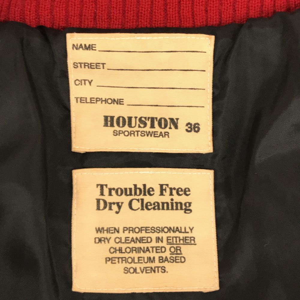 HOUSTON ヒューストン 袖レザー スタジャン S レッド ウールブレンド メンズ