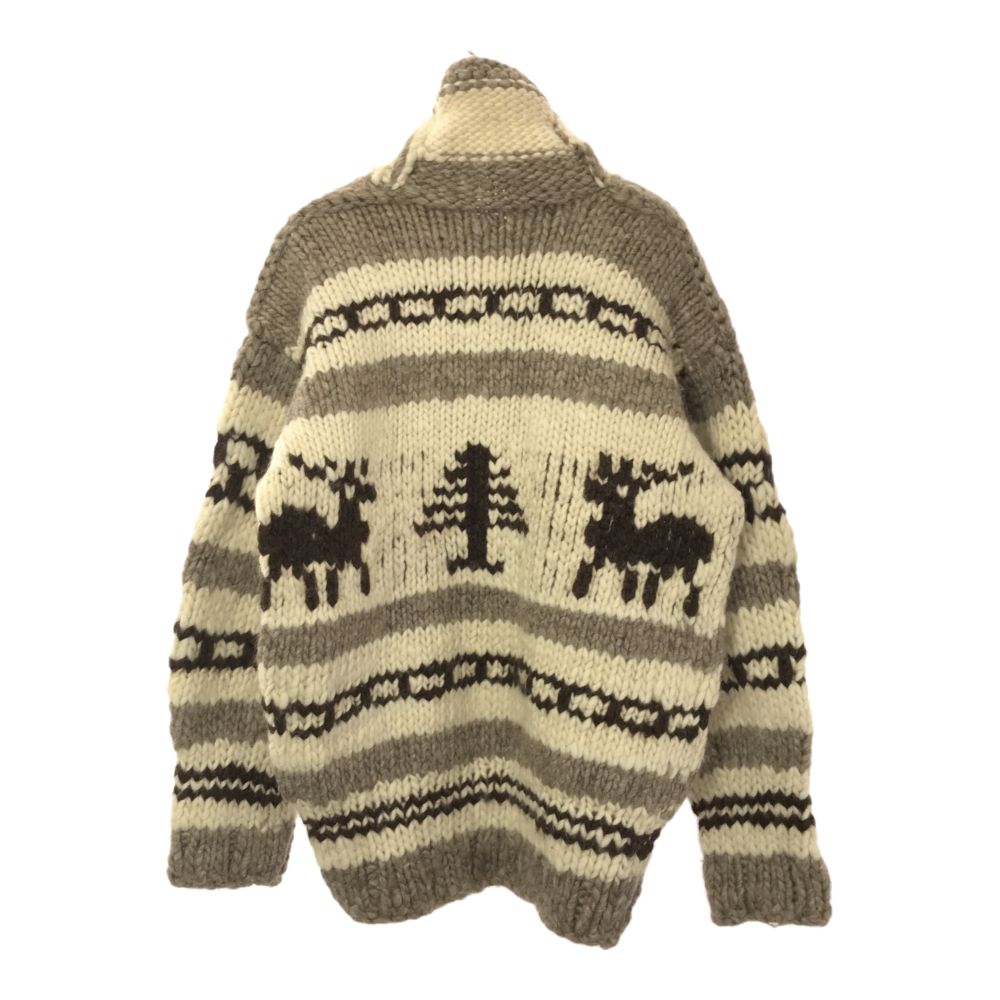 ウール ハンドニット 長袖 カウチンセーター ブラウン系 メンズ