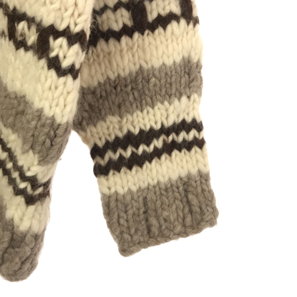 ウール ハンドニット 長袖 カウチンセーター ブラウン系 メンズ