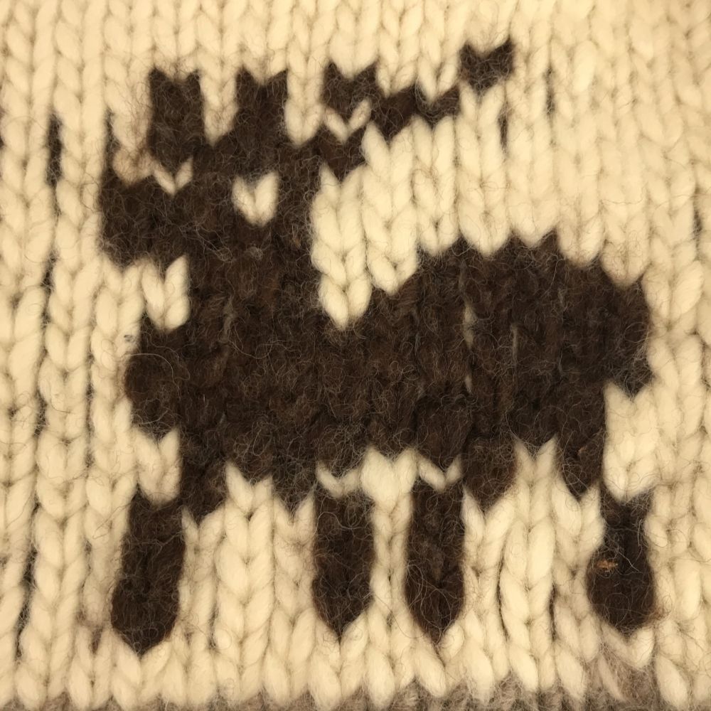 ウール ハンドニット 長袖 カウチンセーター ブラウン系 メンズ