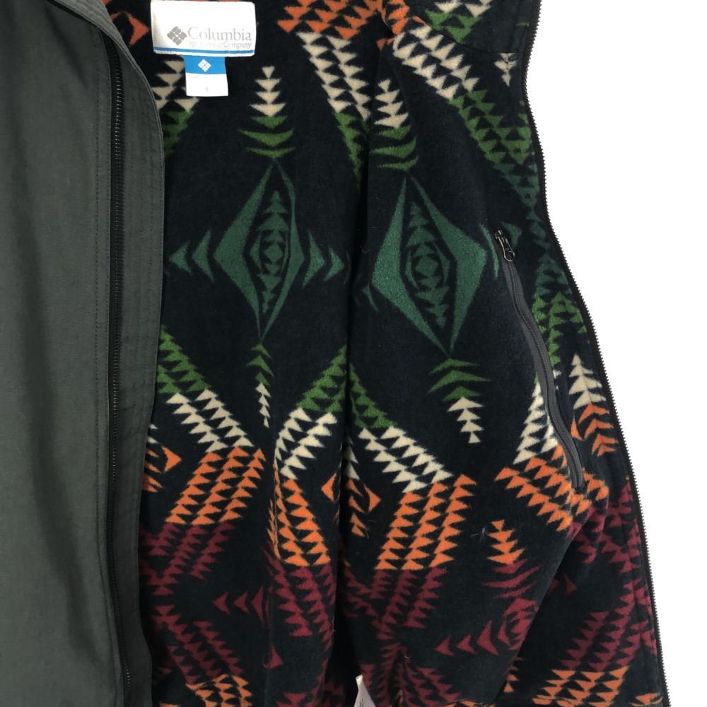 Columbia コロンビア アウトドア 中綿 マウンテンパーカー S カーキ×ブラック 裏フリース メンズ