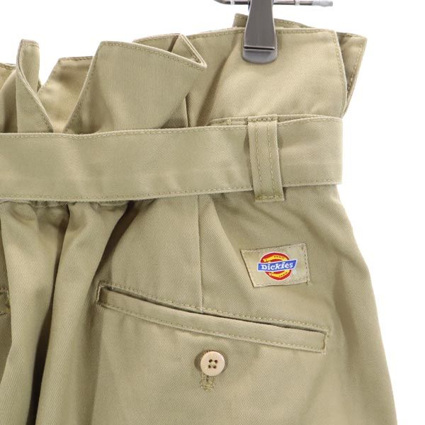 ディッキーズ スアデオ ハイウエスト ワイドパンツ M ベージュ Dickies SUADEO ウエストベルト レディース
