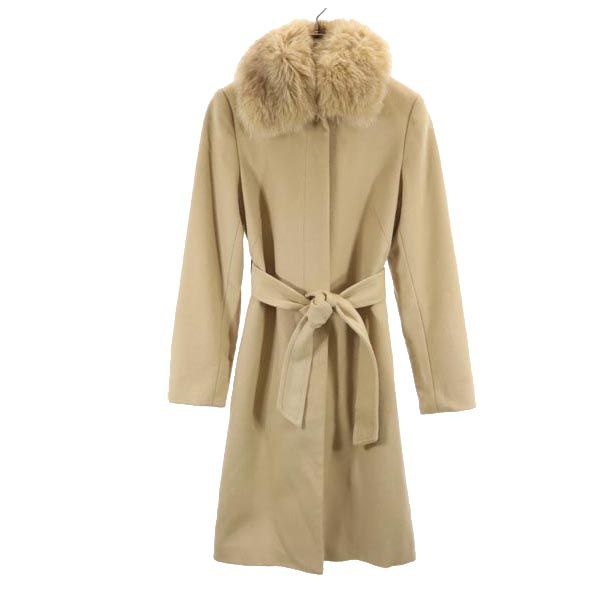 BCBGMAXAZRIA ビーシービージーマックスアズリア ウール ステンカラーコート M ベージュ ファー レディース