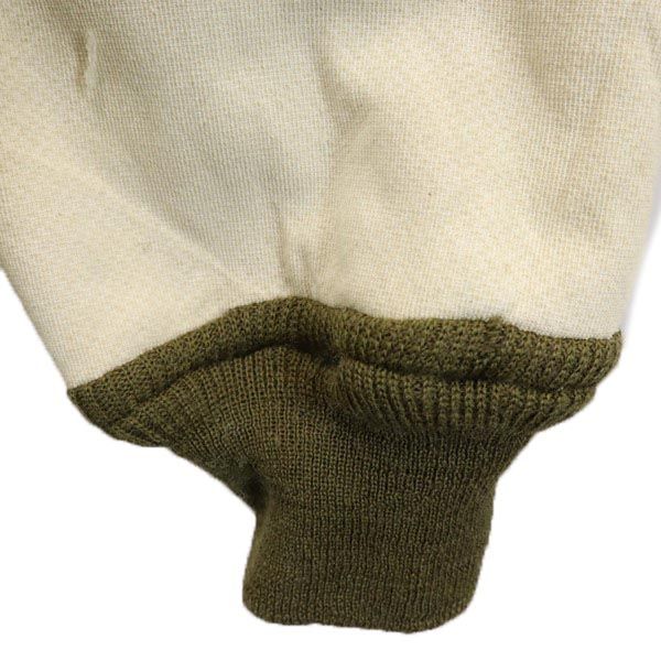 切替 ノーカラーコート アイボリー×カーキ 裏ボア レディース