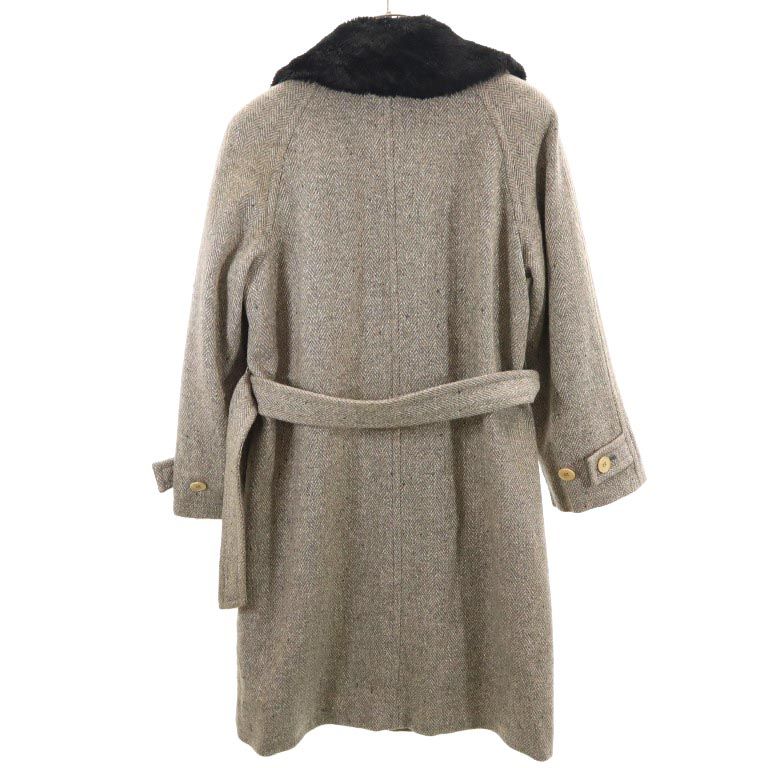 Calvin klein カルバンクライン ヘリンボーン シルクウールブレンド トレンチコート グレー系 レディース