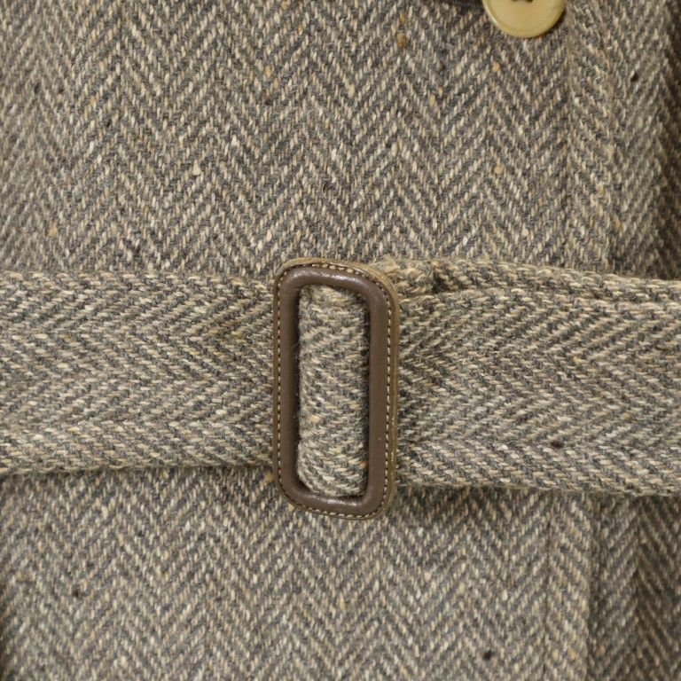 Calvin klein カルバンクライン ヘリンボーン シルクウールブレンド トレンチコート グレー系 レディース