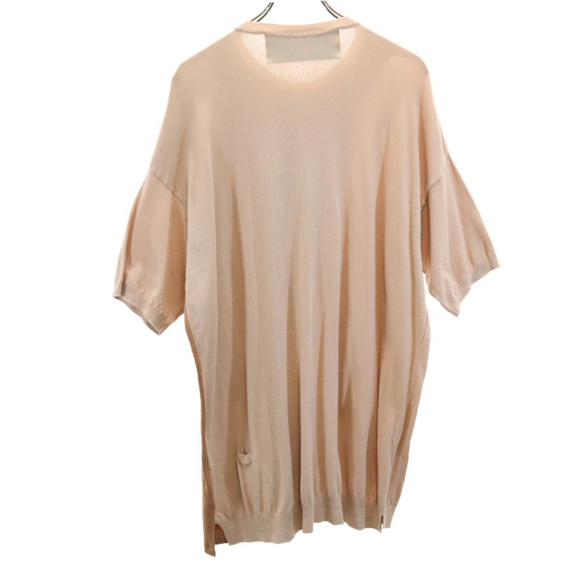 Dulcamara ドゥルカマラ 日本製 半袖 コットン ニット ワンピース ベージュ×ブラウン レディース