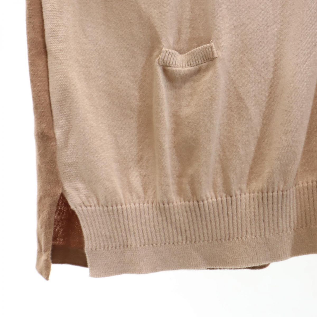 Dulcamara ドゥルカマラ 日本製 半袖 コットン ニット ワンピース ベージュ×ブラウン レディース