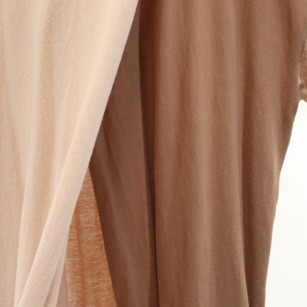 Dulcamara ドゥルカマラ 日本製 半袖 コットン ニット ワンピース ベージュ×ブラウン レディース