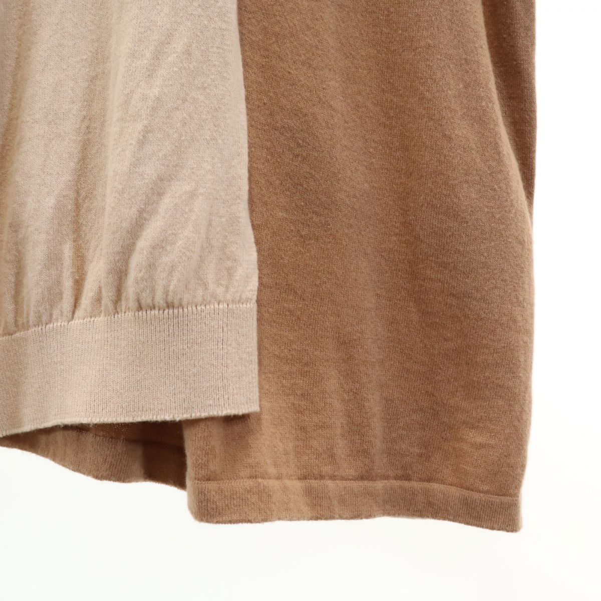 Dulcamara ドゥルカマラ 日本製 半袖 コットン ニット ワンピース ベージュ×ブラウン レディース