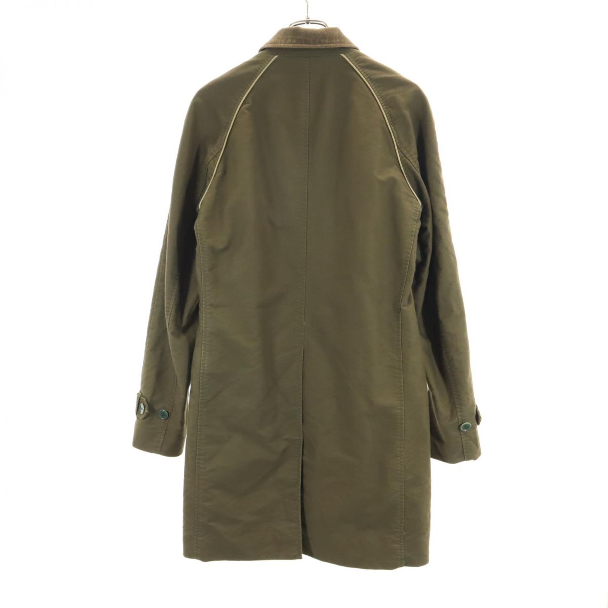 プレッジ 日本製 コーデュロイ襟 ステンカラーコート 48 カーキ系 Pledge メンズ