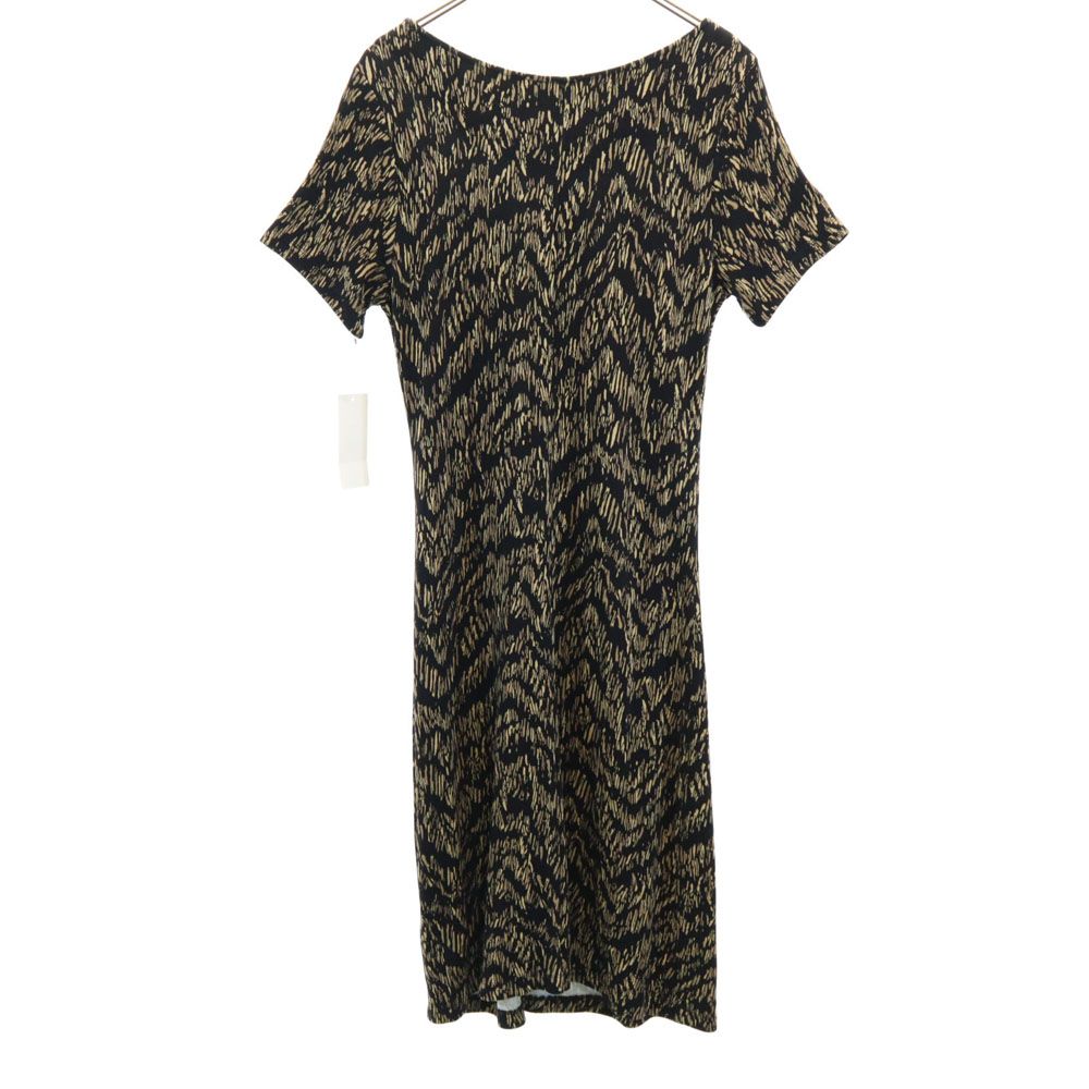 未使用 TRAMONTANA トラモンターナ 総柄 半袖 ロングワンピース L 黒系 ストレッチ レディース