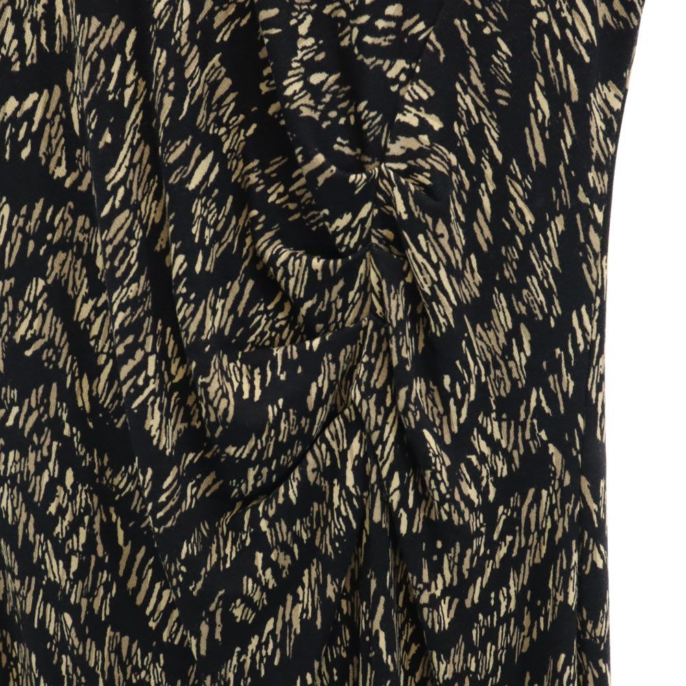 未使用 TRAMONTANA トラモンターナ 総柄 半袖 ロングワンピース L 黒系 ストレッチ レディース