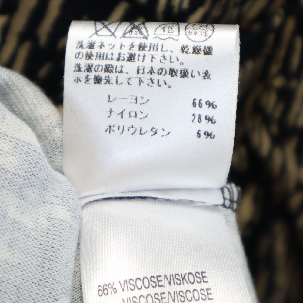 未使用 TRAMONTANA トラモンターナ 総柄 半袖 ロングワンピース L 黒系 ストレッチ レディース