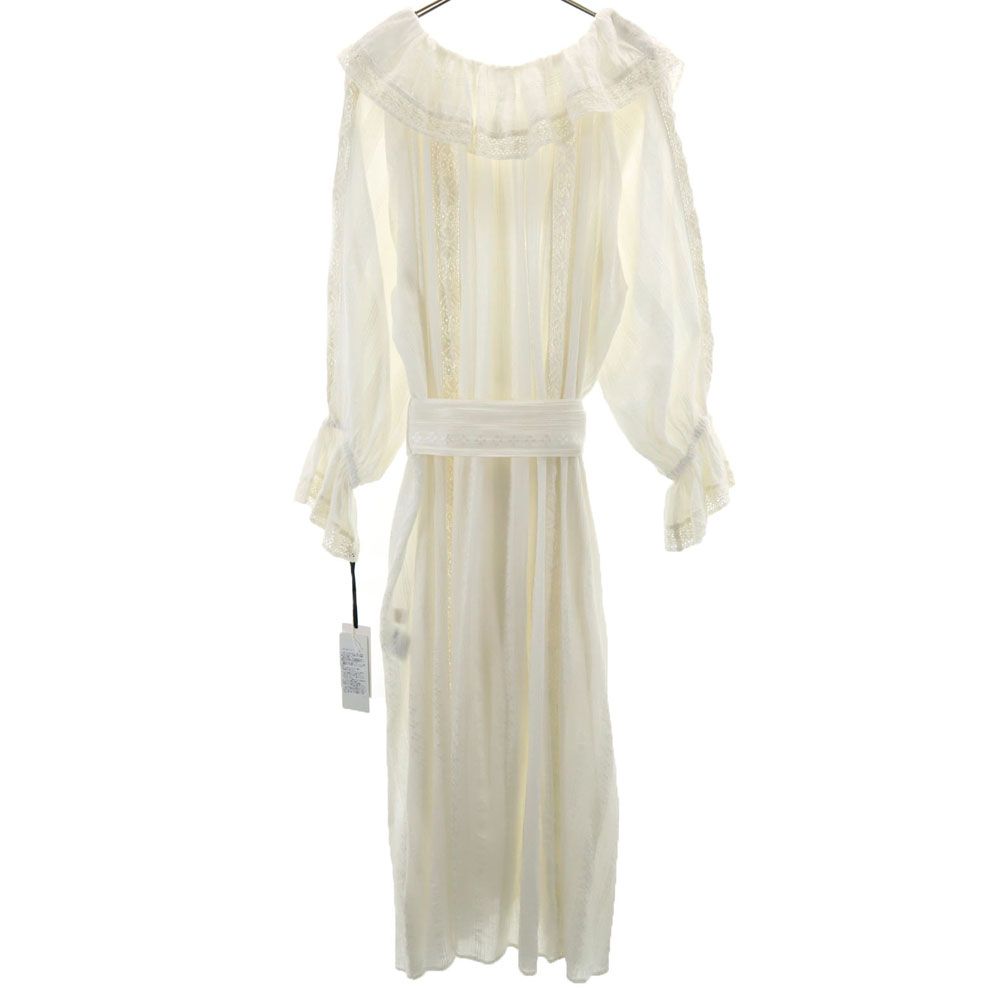 未使用 GRACE CLASS グレースクラス 長袖 フリルレース ロングワンピース 2-36 ホワイト 薄手 レディース