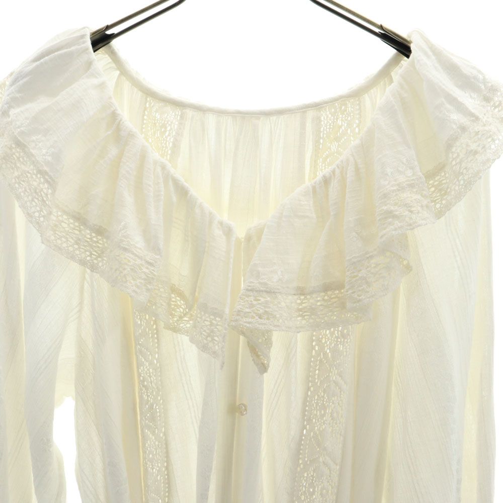 未使用 GRACE CLASS グレースクラス 長袖 フリルレース ロングワンピース 2-36 ホワイト 薄手 レディース