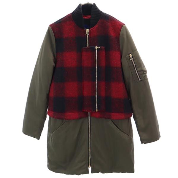 THATS IT FOLKS ザッツイットフォークス イタリア製 中綿ジャケット XS 赤×黒×カーキ UNITED ARROWS レディース