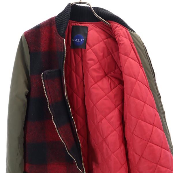 THATS IT FOLKS ザッツイットフォークス イタリア製 中綿ジャケット XS 赤×黒×カーキ UNITED ARROWS レディース