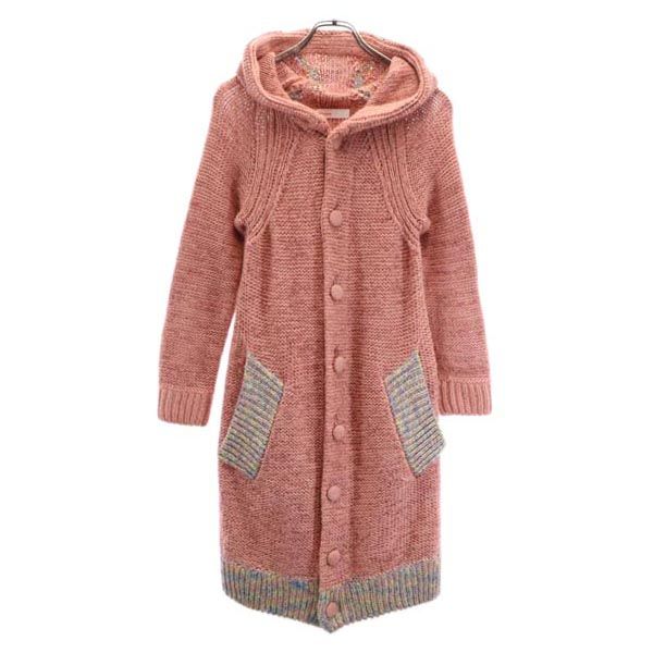 Ne-net ネネット 長袖 ニット ロング カーディガン 2 ピンク系 フーディー レディース