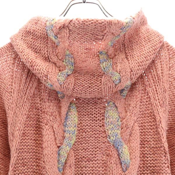 Ne-net ネネット 長袖 ニット ロング カーディガン 2 ピンク系 フーディー レディース