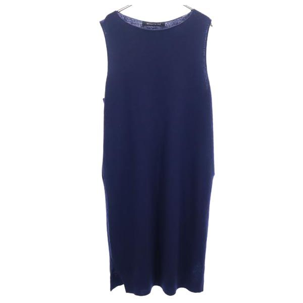 mizuiro ind ミズイロインド ウール ノースリーブ ニット ワンピース 紺 レディース