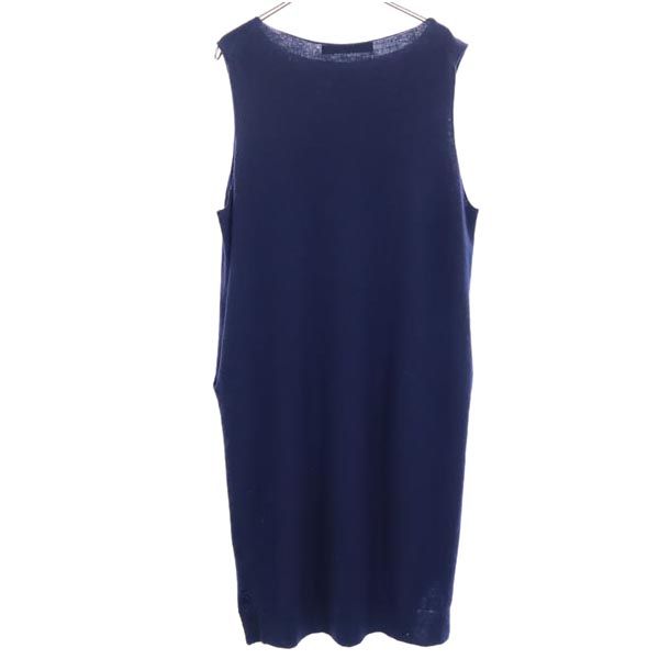 mizuiro ind ミズイロインド ウール ノースリーブ ニット ワンピース 紺 レディース