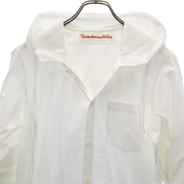 VOTE MAKE NEW CLOTHES ボートメイクニュークローズ 長袖 メッシュフード付き ロングシャツ S 白 メンズ